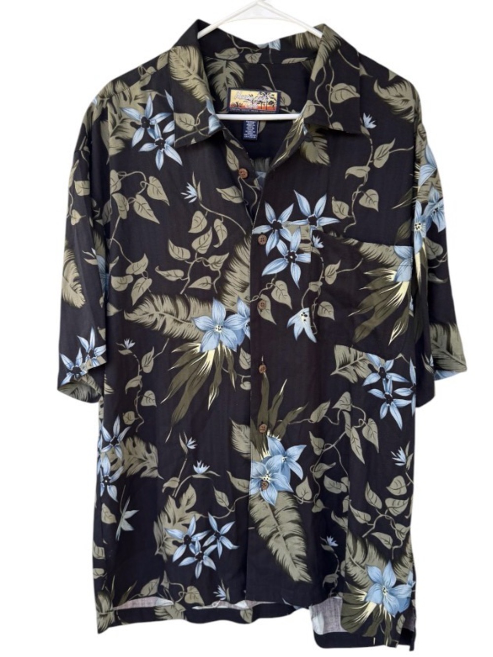 Havana Jacks Cafe Hawaiian Floral Short-Sleeve Shirt - Blue Floral xl
